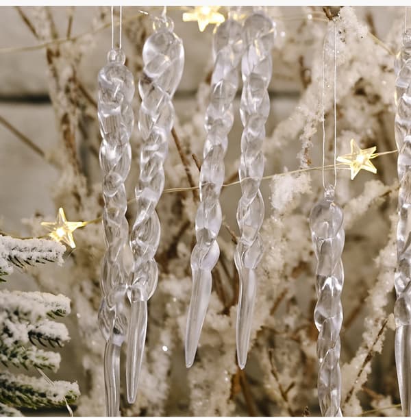 12 stk. Julepynt Klar Isstang Hængende Ornament