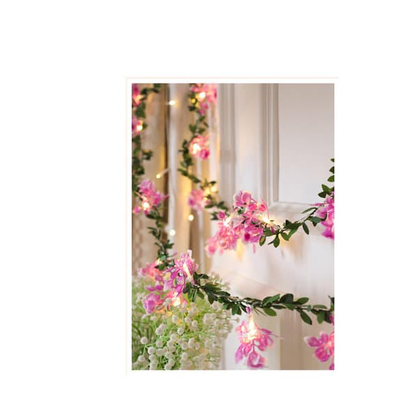 Garland, rør, guirlande, jule LED-lanterne, solcellelanterne (Rose