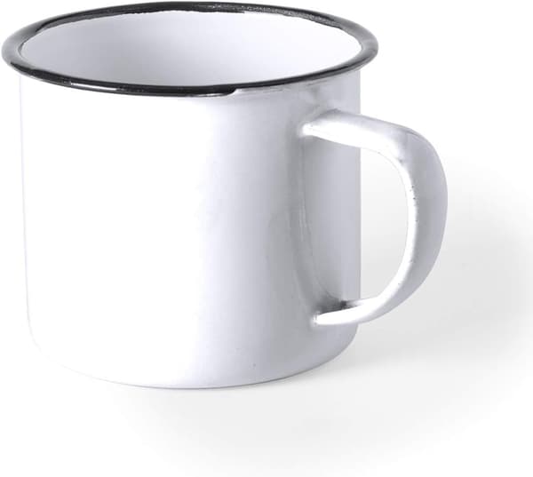 Vintage Muggar Set, Retro Mug, Old School Mug, Metalliska, (Vit, 4