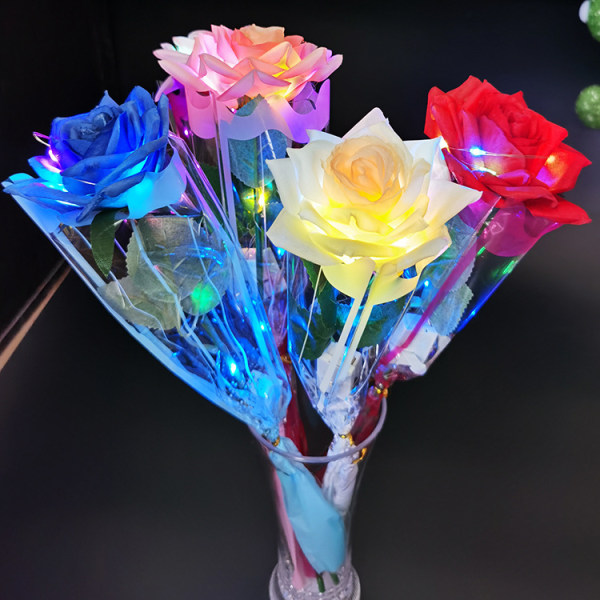 5 imiterade lysande rosor Qixi Alla hjärtans dag presenter LED rose gi