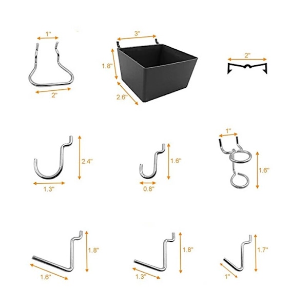80 kpl Koukkujen Valikoima Koti- ja Varastokäyttöön, Pegboard-Koukkuja