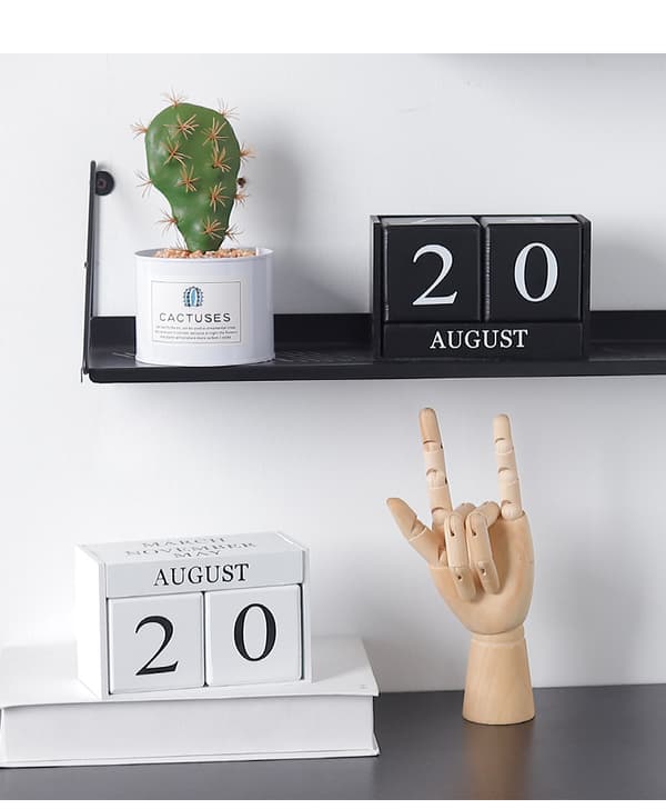 1 Stycke Träskrivbords kalender, Morandi Färg Träkalender Dekoration