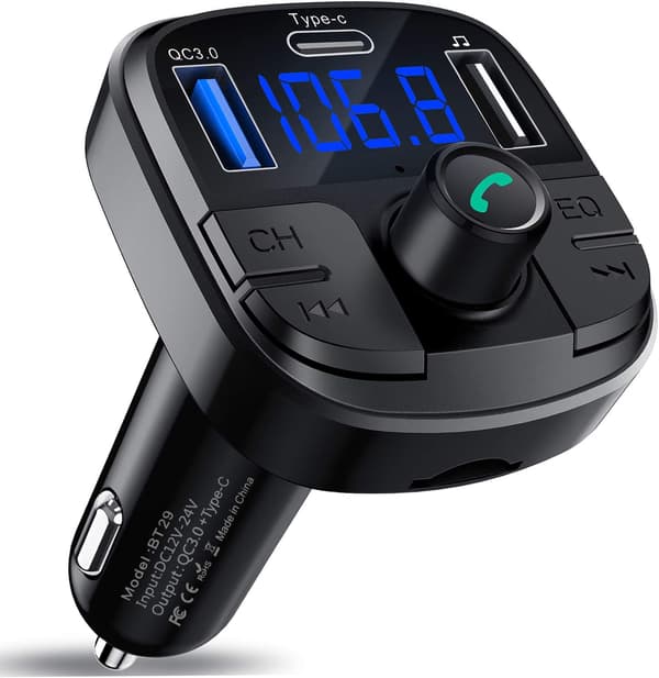 Bluetooth 5.0 FM-sender, Håndfri Bilsæt med QC3.0 US DXGHC