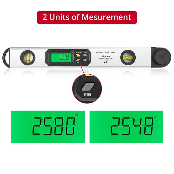 LCD Digital Vinkelmåler med Vatter 400MM IP54