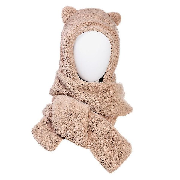 Flickors Huvad Scarf med Fickhatt Scarf Handske Set