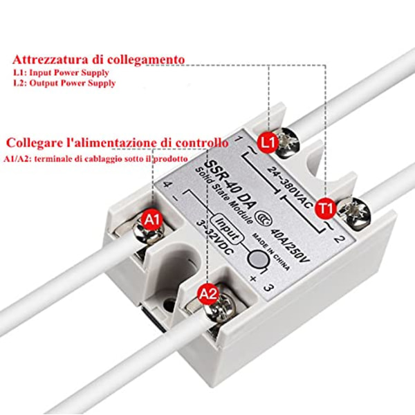 Enfas DC-AC Solid State Relay SSR-40DA 40A Indgangsspænding 3