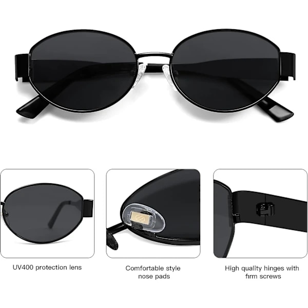SOJOS Retro Oval Aurinkolasit yhteensopivat naisille ja miehille Trendikkäät aurinkolasit Klassiset sävyt UV400-suoja SJ1217_SSDLV DB Shiny Black-Grey