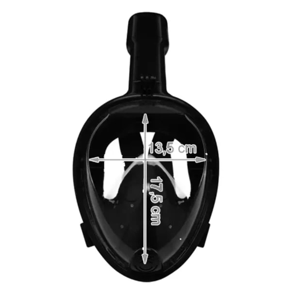 Snorkelmaske Heltdækkende - Snorkling - S/M Sort