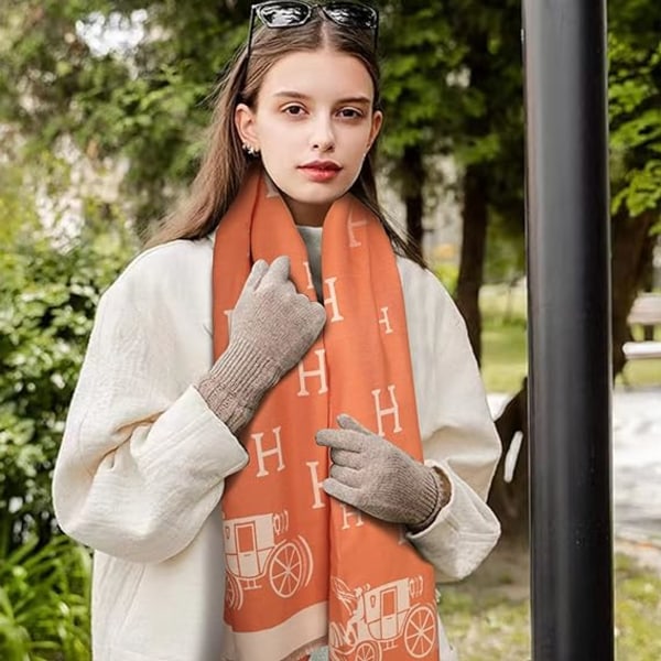 Orange Silkeskål til Kvinder Pashmina Sjal Wrap til Aftendragt