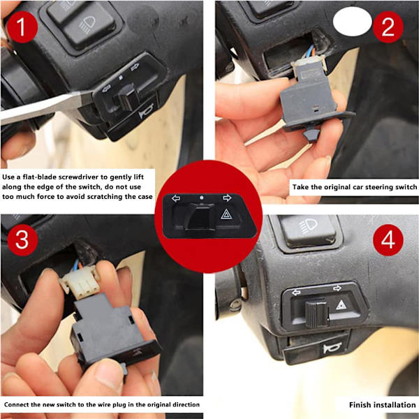 2 st Motorcykel Blinkerswitch med Varningsljusbrytare, Dubbel