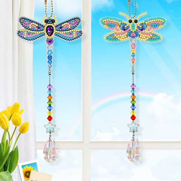 2 stk. Diamantmaleri Nøglering, DIY Diamantmaleri Nøglering DXGHC