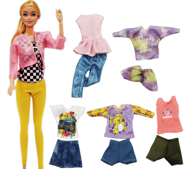 7-delt sæt med 30 cm Barbie dukke tøj Mode sæt Ny forei