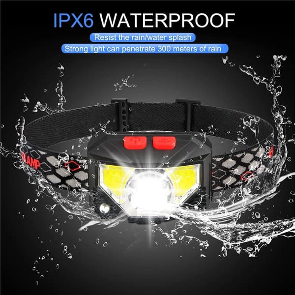 2-pak 50.000LM Kraftful LED Hovedlygte Sensor Hovedlys USB Genopladning