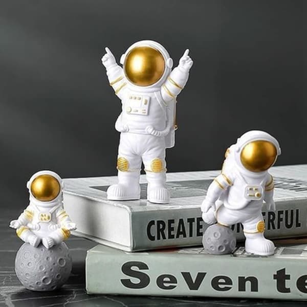 3-delad Astronaut Actionfigur Skulptur, Modern Astronaut Staty