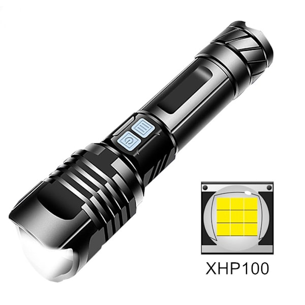 P100 stærk lommelygte i aluminium med USB-opladning p90 str