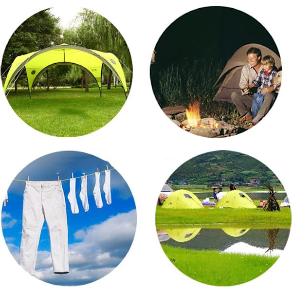 4x Reflekterende Teltsnor 4m Nylon Snor med Spændesystem til Camping