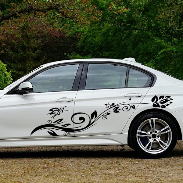 Bilsidesticker, Butterfly Blomst Bilsidesticker P