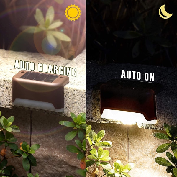 4-pack Sol-drivna Däcklampor, Trappstegslampor Vattentäta LED-lampor