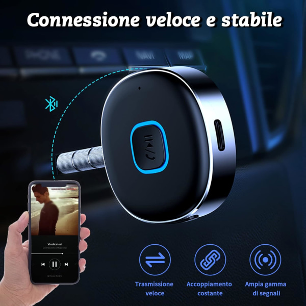 Bluetooth 5.0-mottaker, 3,5 mm jack lydadapter, Bluetooth bilmottaker