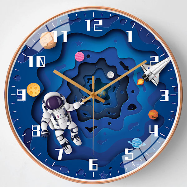 12\" Tyst Astronaut Barnväggklocka Tyst Barnklocka