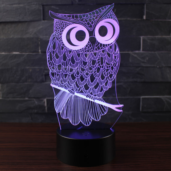 Owl Kids Night Light, 3D Illusion Light, 16 värinvaihtosänky