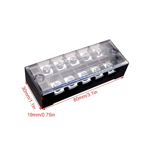3-pack 5-polig Festival Terminalblock Set, 600V 25A Dubbel