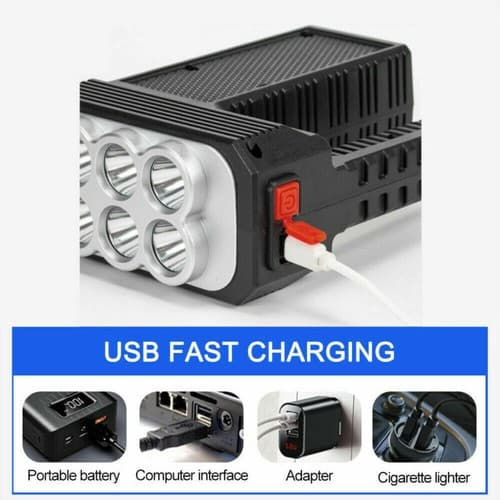 Tehokas taskulamppu aurinkopaneelilla ladattava USB-kenttä erittäin kirkas