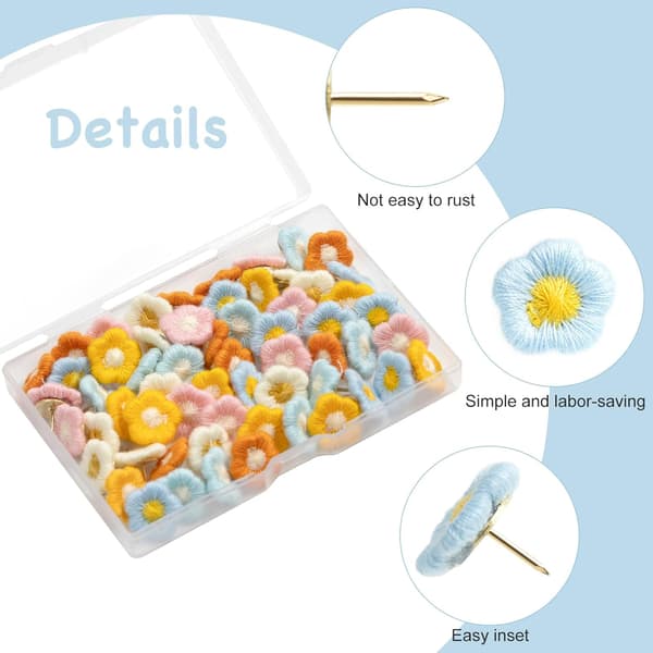 60 Dekorative Pushpins Blomster Tommelfinger Knapper Dekorative Flore