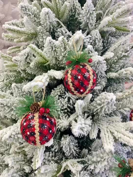Rustikke Juletræspynt i Buffalo Plaid, Sæt med Ornamenter, Sha