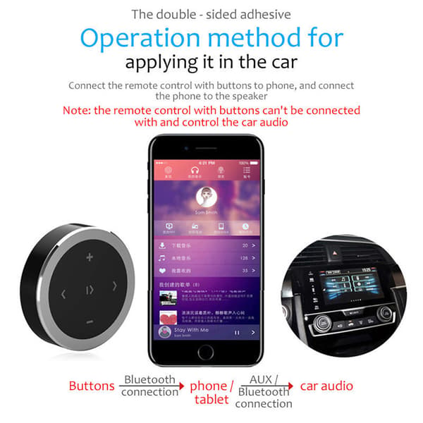 Bluetooth Media-knapp - Inkluderer rattstativ - Kompatibel