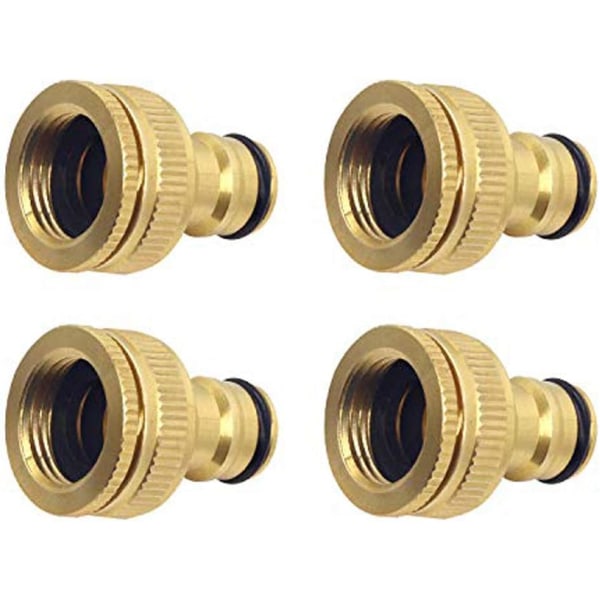 4 stk. Messing Hagekrantilkoblinger, 1/2\" og 3/4\" 2 i 1 Hunn til