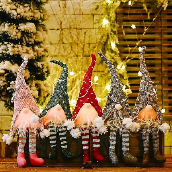 Tomte Julgransprydnader LED Ljus Tomte Ljus Jultomte Cla DXGHC