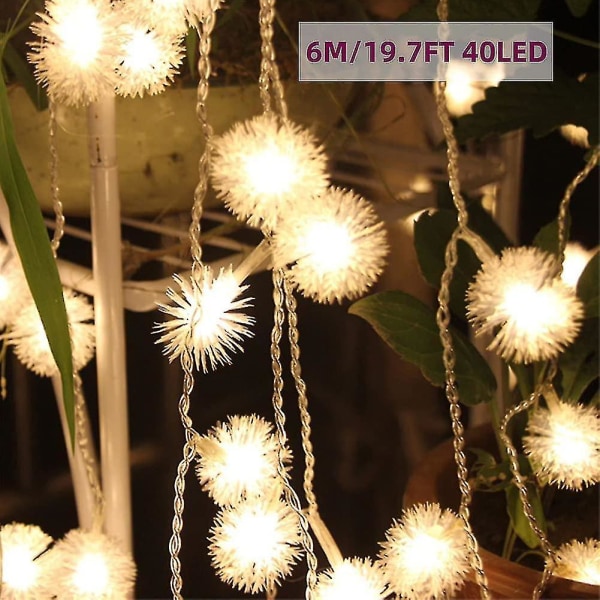 Led String Lights, 6m/19,7ft 40led batteridriven Furry Sno DXGHC