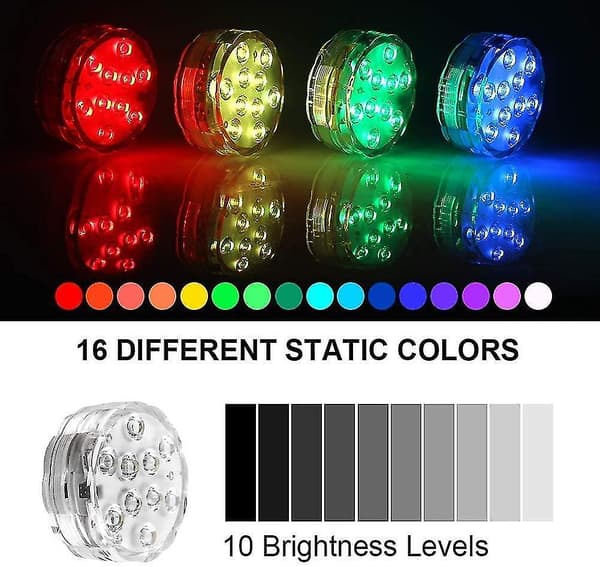 4 dykker LED RGB-lys til swimmingpool, springvand, festvand