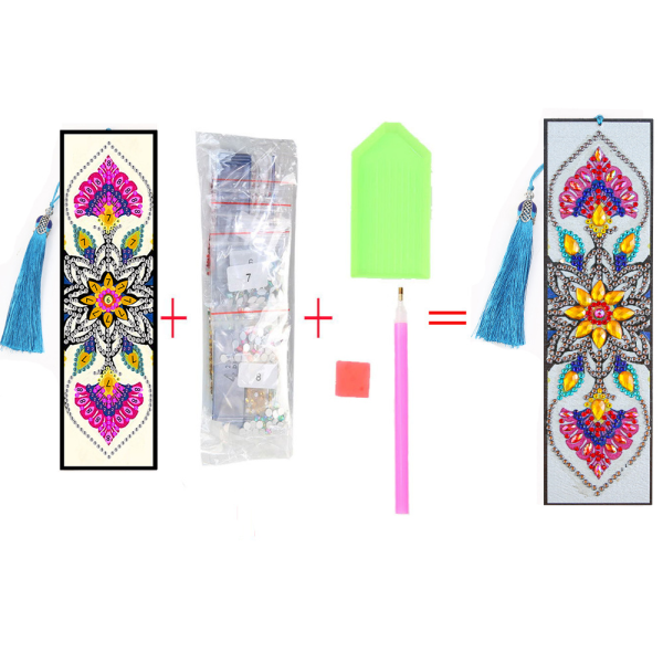 DIY mandala blomsterform diamantmaleri læder bogmærke tas