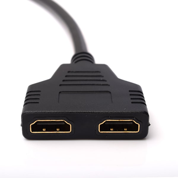 HDMI-splitter 1 in 2 uttag 1080p, en in två kablar, hög upplösning