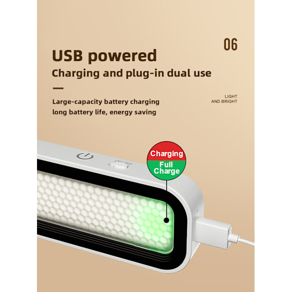Skrivebordslampe LED USB opladningslampe trinløs dæmpning skrivebordslampe hængende