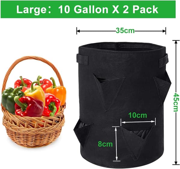 Jordgubbsplantpåse, 2-pack 10 Gallon Jordgubbodlingsväskor wi