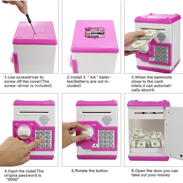 Elektronisk Spargris med Kontantutmatare, Mini ATM Säkerhetsbox, Chri