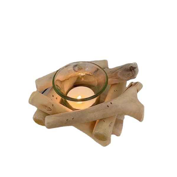 Lysestager Retro Log Driftwood Lysestager Skrivebords Ornament