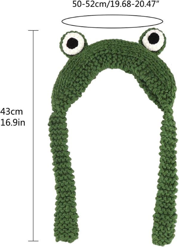 Groda Stickad Mössa 42cm Groda Huvudband Mössa Groda Stickad Mössa för Kvinnor