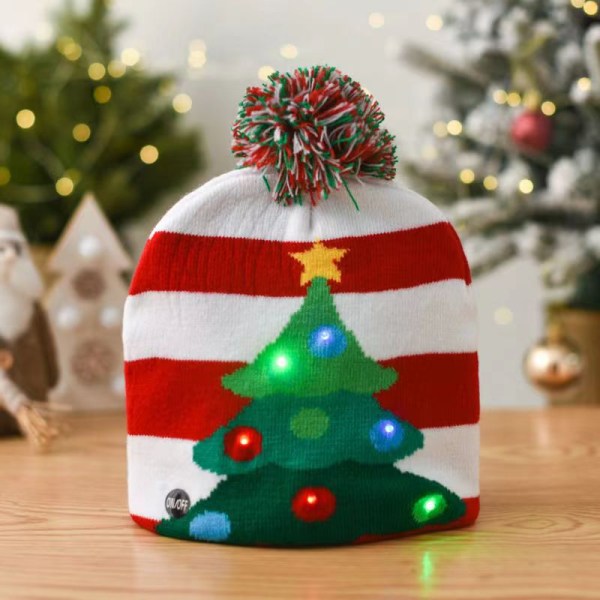 LED Christmas Beanie Light up Christmas Hats, Sticka Hats with Col