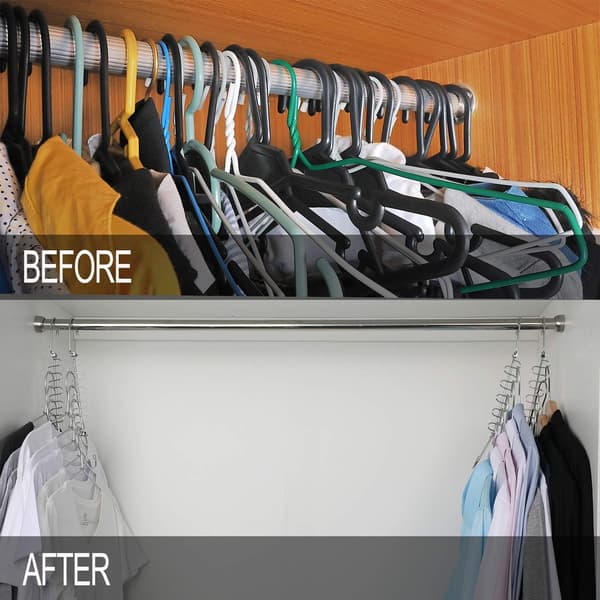 4 stk. Rustfrit Stål Tøjstativ Garderobe Organizer Magic Cloth