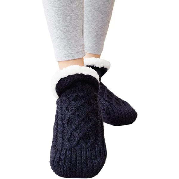 Inomhus Golv Halksäkra Varma Sockor, Handvävda Sammetfodrade Tofflor