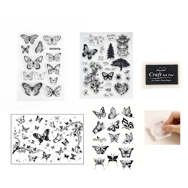 1 set smink ögonmakeup fjärilstämpel transparent stämpel smör