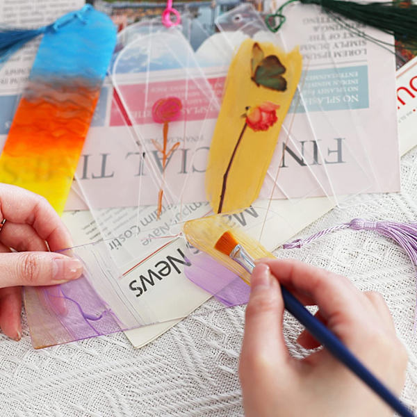 Akryyli tyhjä läpinäkyvä muistikirjan tupsun kirjanmerkki DIY keskeneräinen