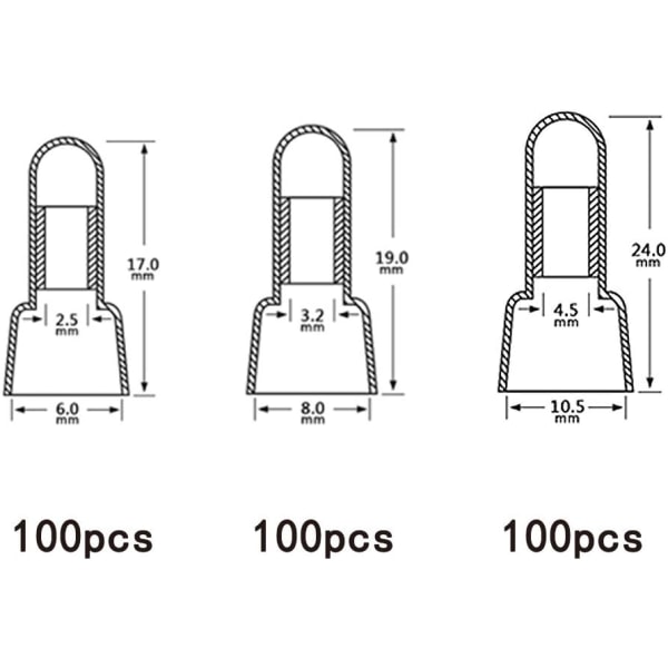 300 Pieces Closed End Cap Kit, Closed End Crimp Connector Termina