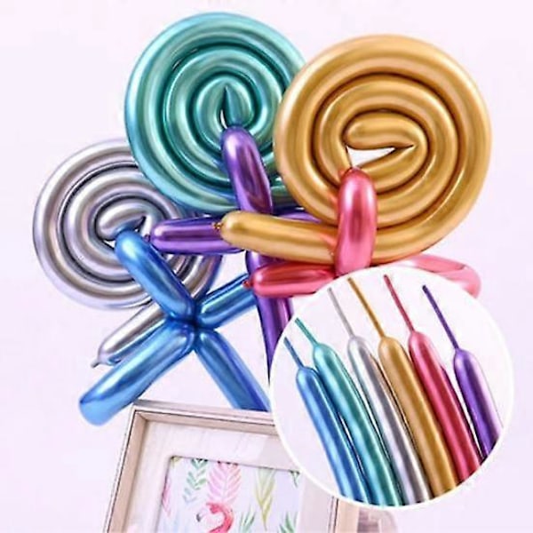 100 stk DIY Lange Ballonger Regnbue Dyr Tykkere Modellering Ballonger Jul Twisting Latex Assortert Farge