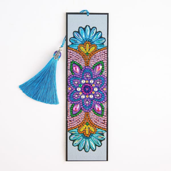 DIY Mandala Blomform Diamantmålning Läder Bokmärke