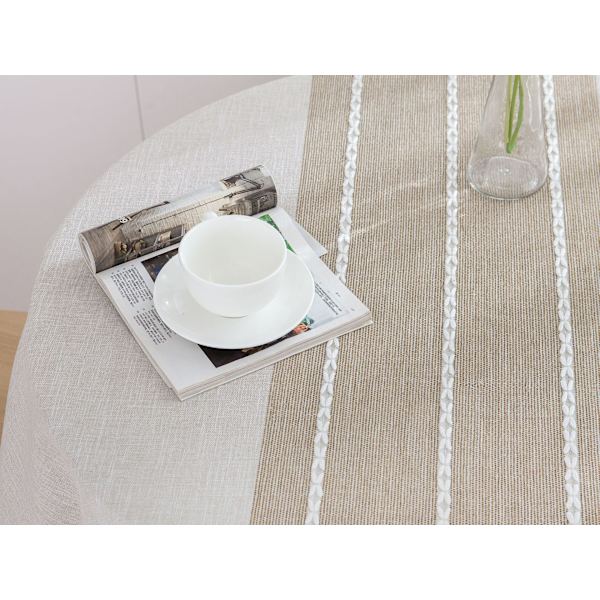Rund Dug 150cm Khaki Vaskbar Bomulls- og Linduk S
